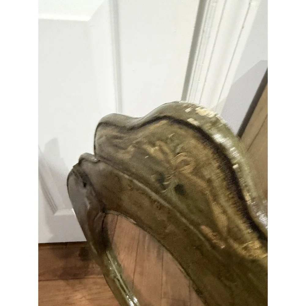 Vintage Peruvian Hand‎ Painted Wooden Wall Mirror Green Floral Flowers 32x24